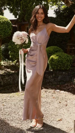 LILYWHYT Mon Cheri|Dresses^Yasmeen Tie Front Maxi Dress - Dusty Pink
