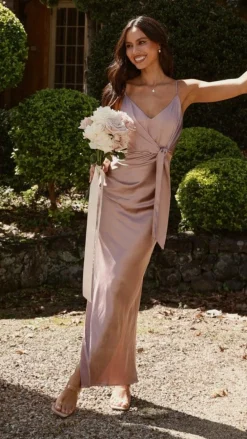 LILYWHYT Mon Cheri|Dresses^Yasmeen Tie Front Maxi Dress - Dusty Pink