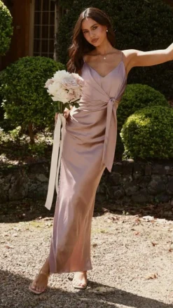 LILYWHYT Mon Cheri|Dresses^Yasmeen Tie Front Maxi Dress - Dusty Pink