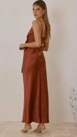 LILYWHYT Mon Cheri|Dresses^Yasmeen Tie Front Maxi Dress - Rust