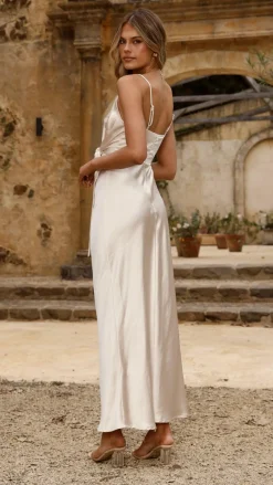 LILYWHYT Mon Cheri|Dresses^Yasmeen Tie Front Maxi Dress - Champagne