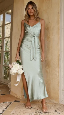 LILYWHYT Mon Cheri|Dresses^Yasmeen Tie Front Maxi Dress - Sage