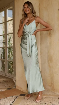 LILYWHYT Mon Cheri|Dresses^Yasmeen Tie Front Maxi Dress - Sage