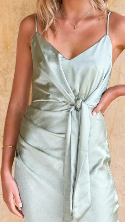 LILYWHYT Mon Cheri|Dresses^Yasmeen Tie Front Maxi Dress - Sage