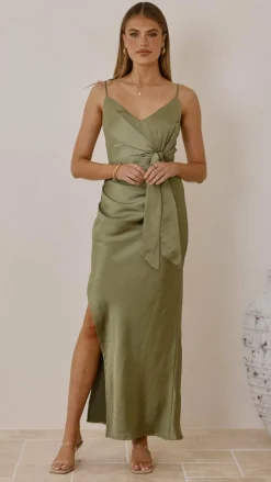 LILYWHYT Mon Cheri|Dresses^Yasmeen Tie Front Maxi Dress - Olive