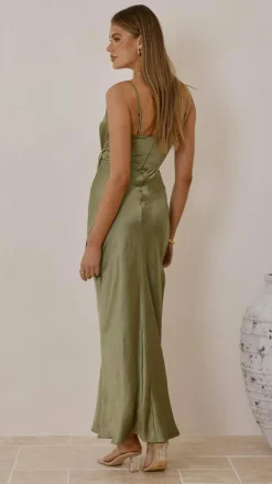 LILYWHYT Mon Cheri|Dresses^Yasmeen Tie Front Maxi Dress - Olive