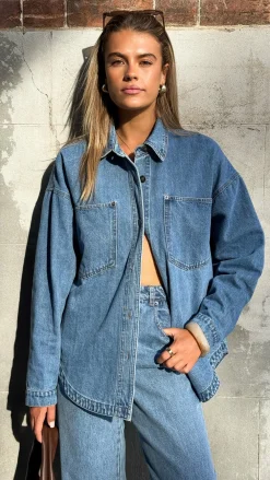 Burans The Denim Edit^Zaeli Denim Shirt - Mid Blue