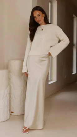 LILYWHYT Knit Tops|Knitwear^Zala Cropped Knit Sweater - Cream