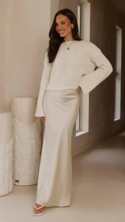 LILYWHYT Knit Tops|Knitwear^Zala Cropped Knit Sweater - Cream