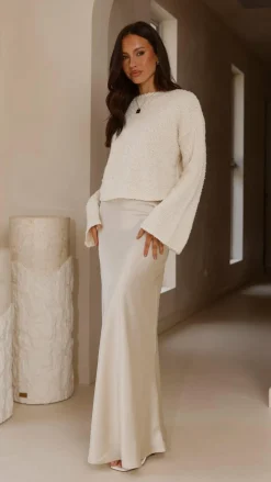 LILYWHYT Knit Tops|Knitwear^Zala Cropped Knit Sweater - Cream