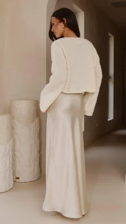 LILYWHYT Knit Tops|Knitwear^Zala Cropped Knit Sweater - Cream
