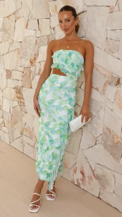 Sweet Acacia Dresses|Midi^Zinnia Midi Dress - Green Floral