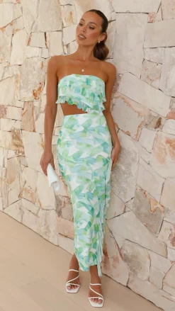Sweet Acacia Dresses|Midi^Zinnia Midi Dress - Green Floral