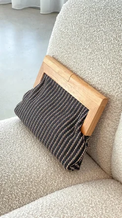 Angel Whisper Bags|Event Ready Dresses^Zoey Thin Stripe Timber Frame Clutch - Black