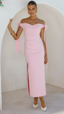 SASHA (BNE) Dresses|Maxi^Zylah Off Shoulder Midi Dress - Pink