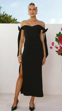 SASHA (BNE) Dresses|Maxi^Zylah Off Shoulder Midi Dress - Black