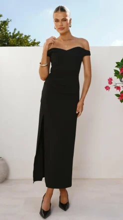 SASHA (BNE) Dresses|Maxi^Zylah Off Shoulder Midi Dress - Black