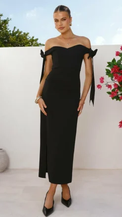 SASHA (BNE) Dresses|Maxi^Zylah Off Shoulder Midi Dress - Black